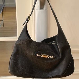 Gucci Black Leather GG Handbag